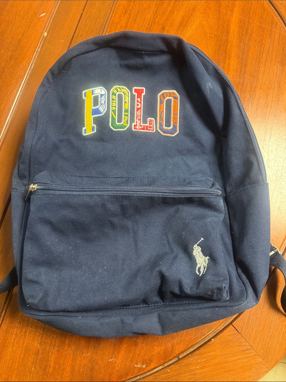Polo by Ralph Lauren Navy Backpack with Multicolor Lettering